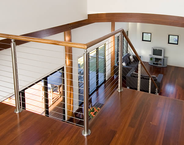 Large image of Upstairs landing of Premium Grade Forest Red Floor looking down to main living area