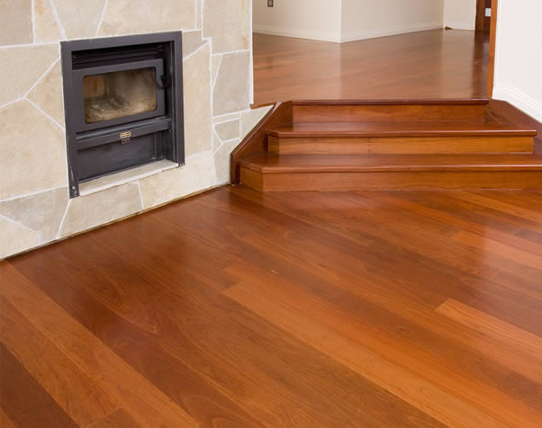 Large image of Premium Grade Forest Red Overlay Floor featuring a fireplace